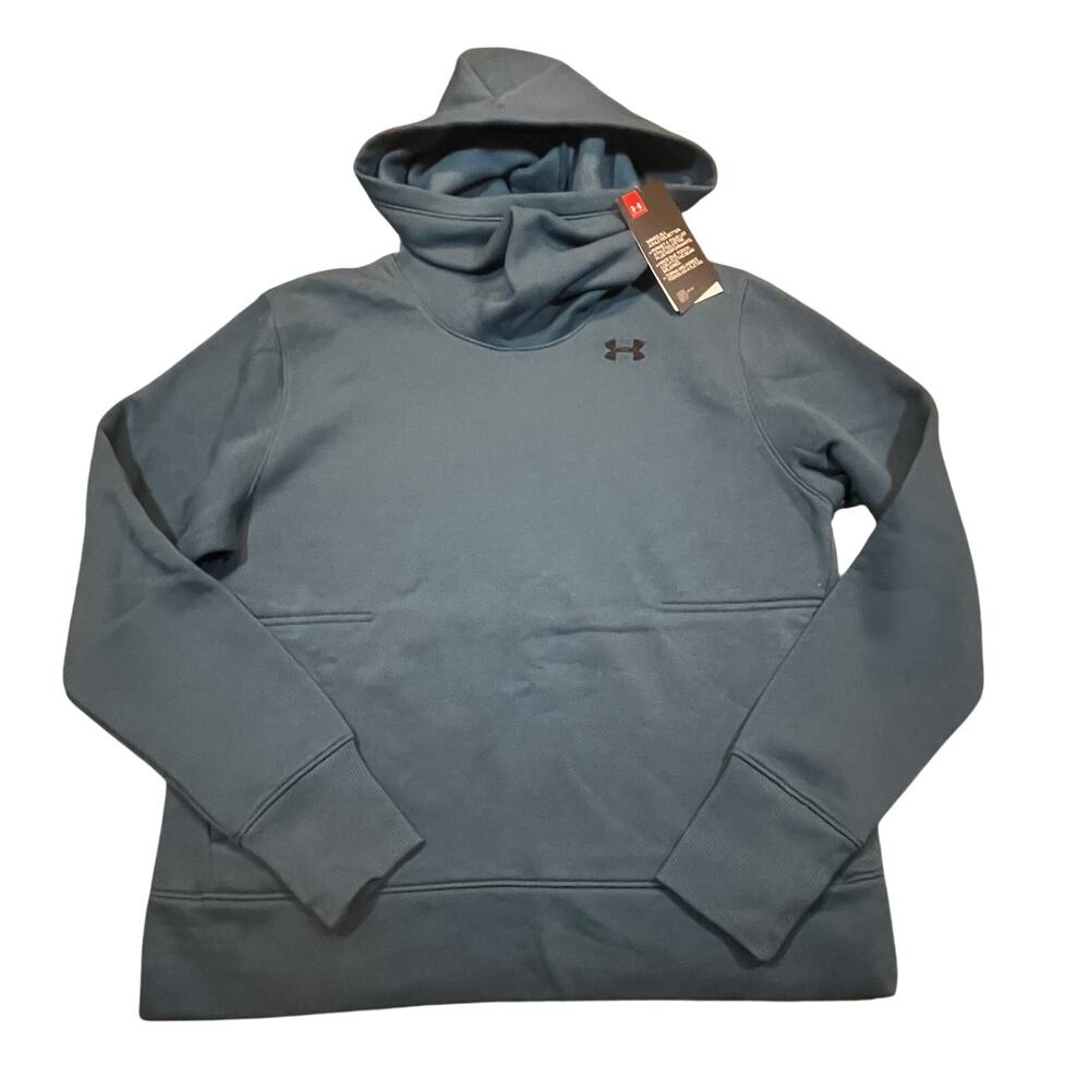 NEW Under Armour Hoodie Women M Blue Pullover Loose Fit Athletic‎ Sweatshirt